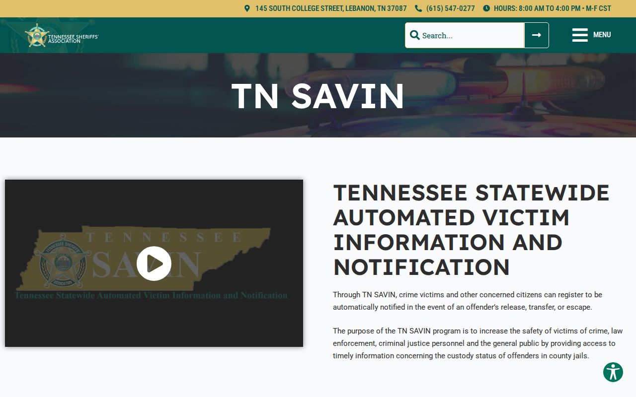 TN SAVIN coverage for Overton County release notifications